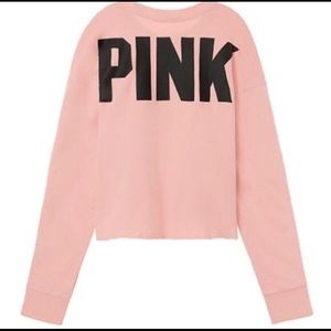 Pink logo Crop Sweatshirt crew hoodie Chalk Rose